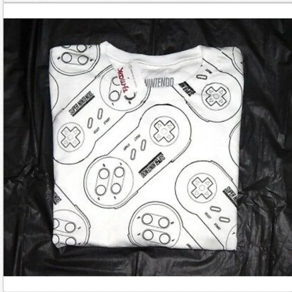 SNES Super‎ Nintendo Mens Controllers Retro Game Tee T-Shirt Size Large